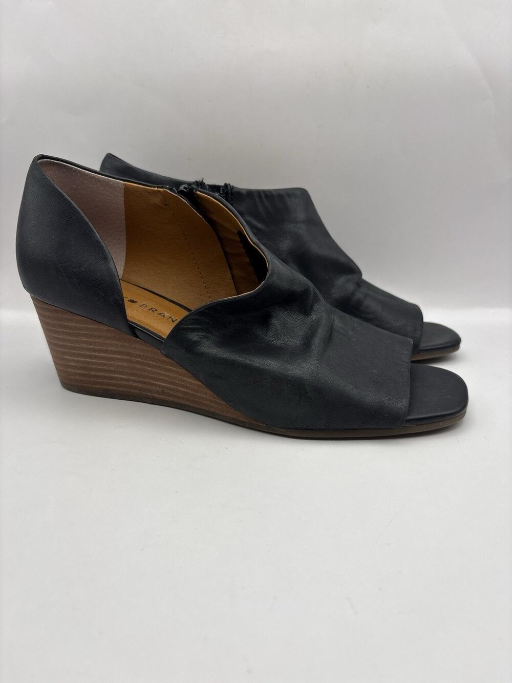 Lucky Brand Jaxy Leather Wedge Sandals Women Size 8.5